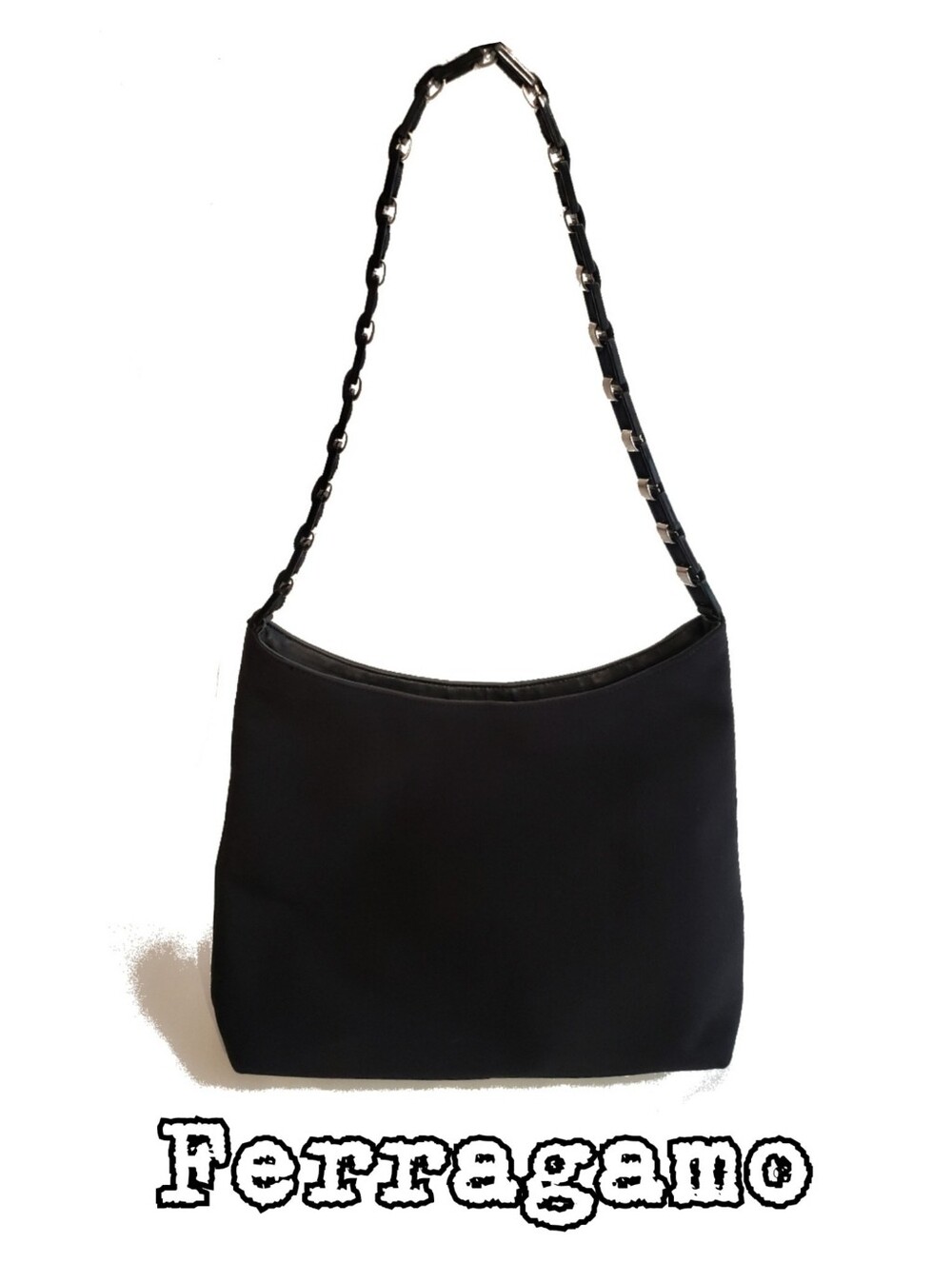 Salvatore Ferragamo Black Shoulder Bag with Chain Strap